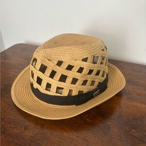 Cove Tan Woven Hat with Black Accent